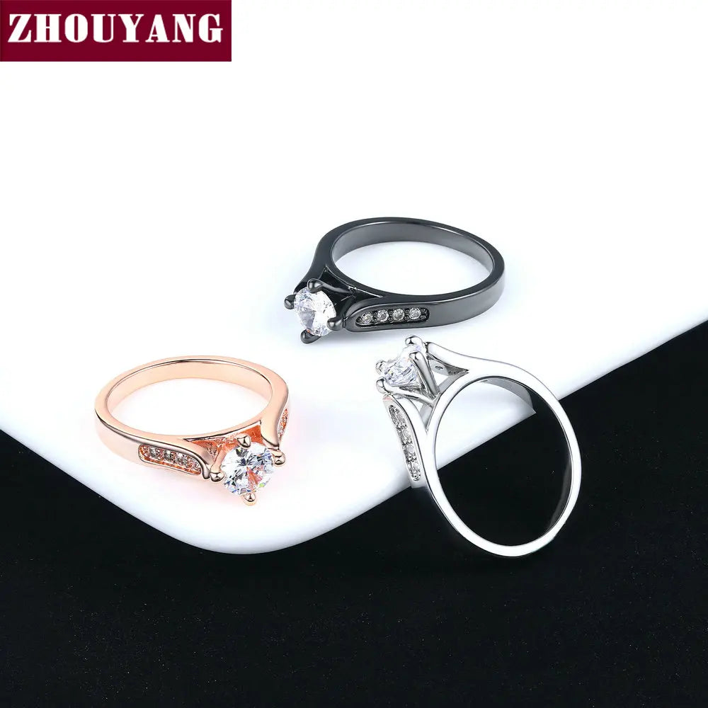 ZHOUYANG Engagement Weddlor Fashion Jewelry Lover's Ring R064 R065