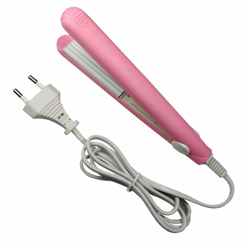 2021 A mini hair iron pink corrugated plate electric curling iron curl modelling tools