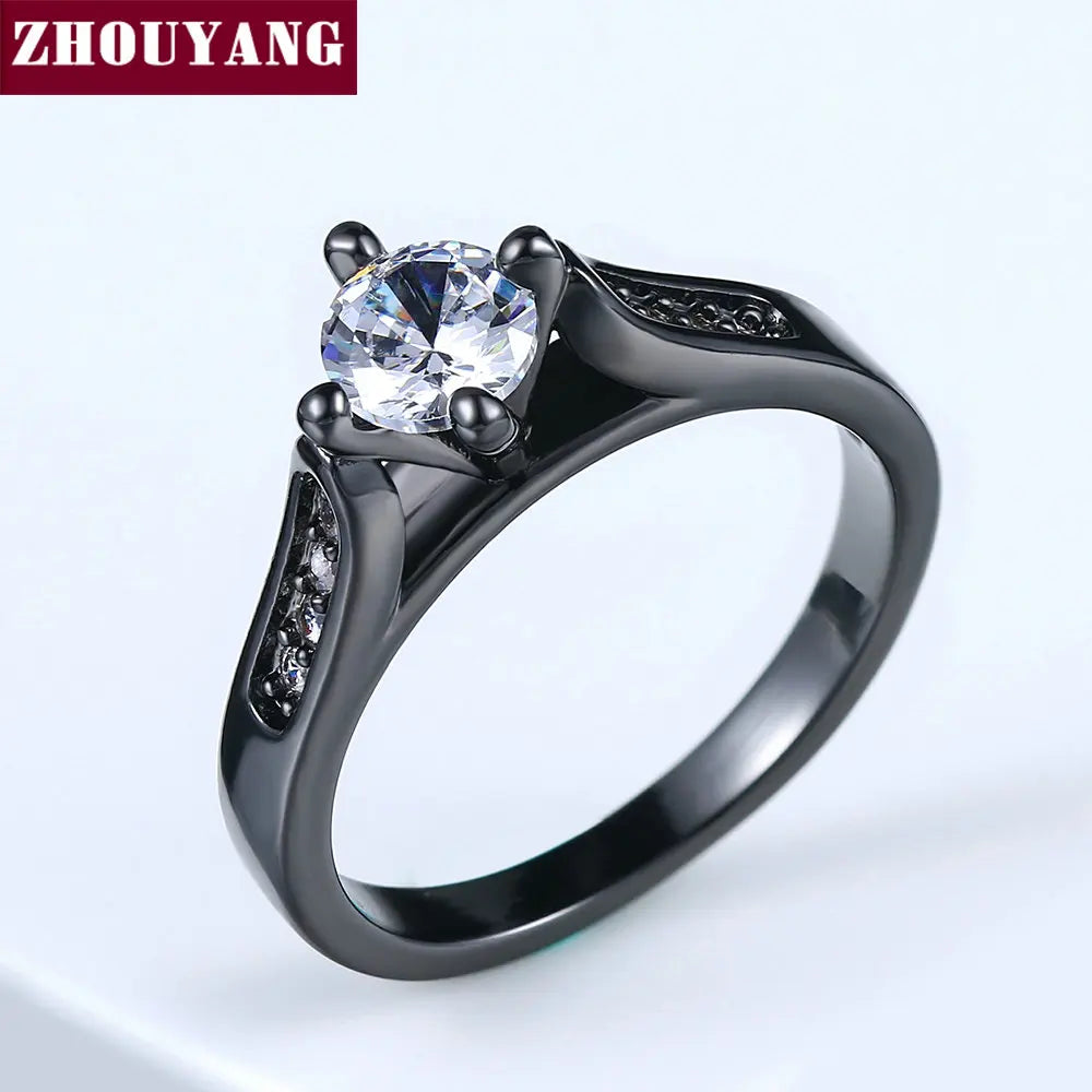 ZHOUYANG Engagement Weddlor Fashion Jewelry Lover's Ring R064 R065