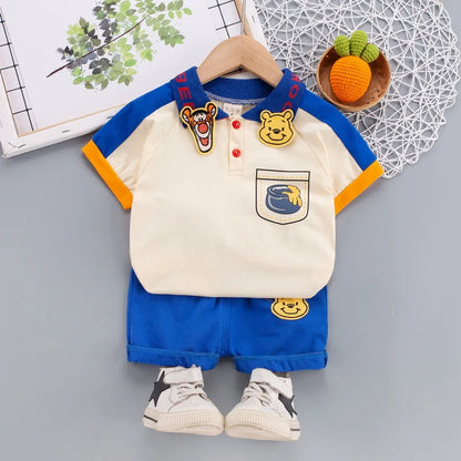 2021 Toddler Kids Short Sleeve Polo T-shirts + Shorts 2pcs Caroys Girls