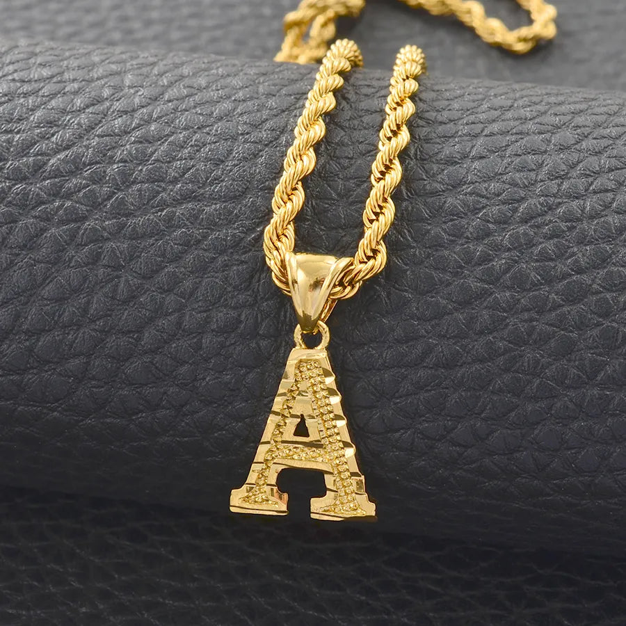 Anniyo A-Z Letters Necklaces Women Men Gold