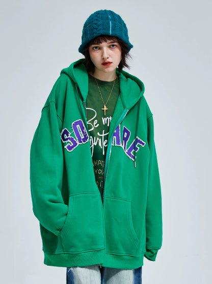 a Square Root Casual Thin Fleece Hoodie Embroidery