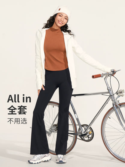 Wake up Maillard Fleece-lined Skinny Yoga Clothes Fancy Long-Sleeved Top Sportswear Running Quick-Drying Workout Clothes for Women