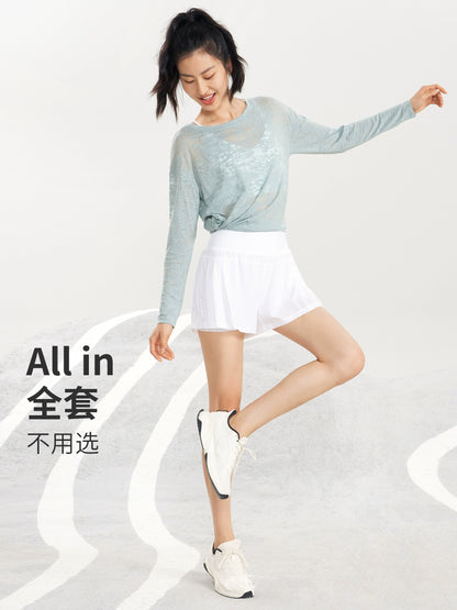 Wake-up Plan Summer New Loose Breathable Yoga Clothes Quick-Drying Exercise Top Thin Fitness Outerwear Long Sleeve Women