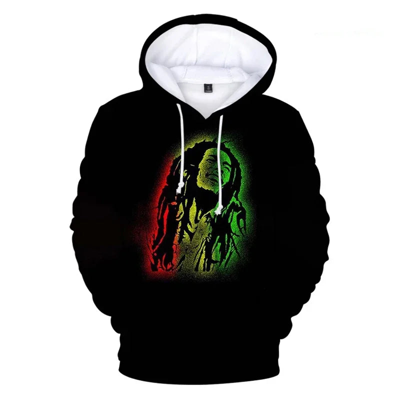 2024 Men's Pullover Bob Marley Personality Printed