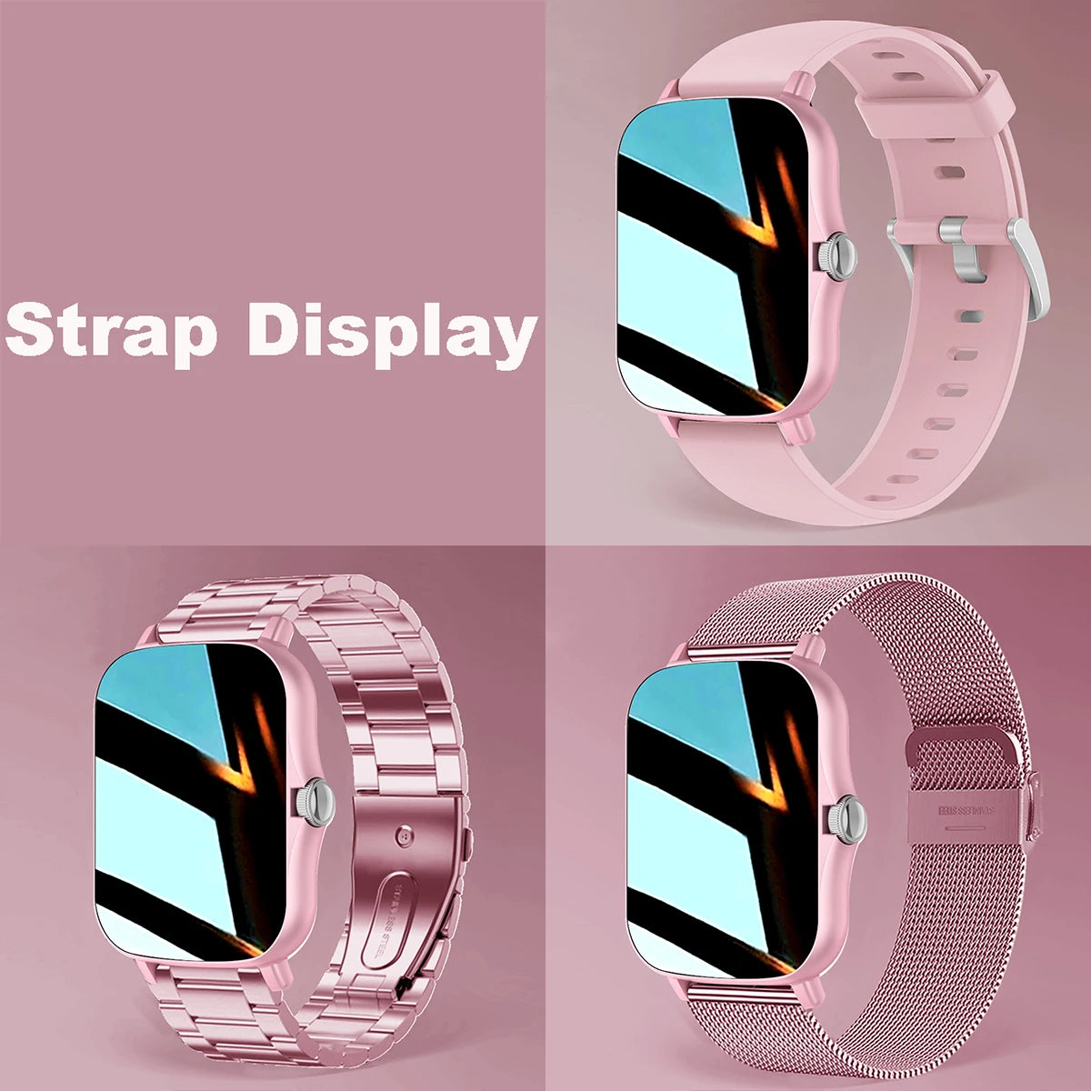 +2pc Straps Smart Watch Women Men