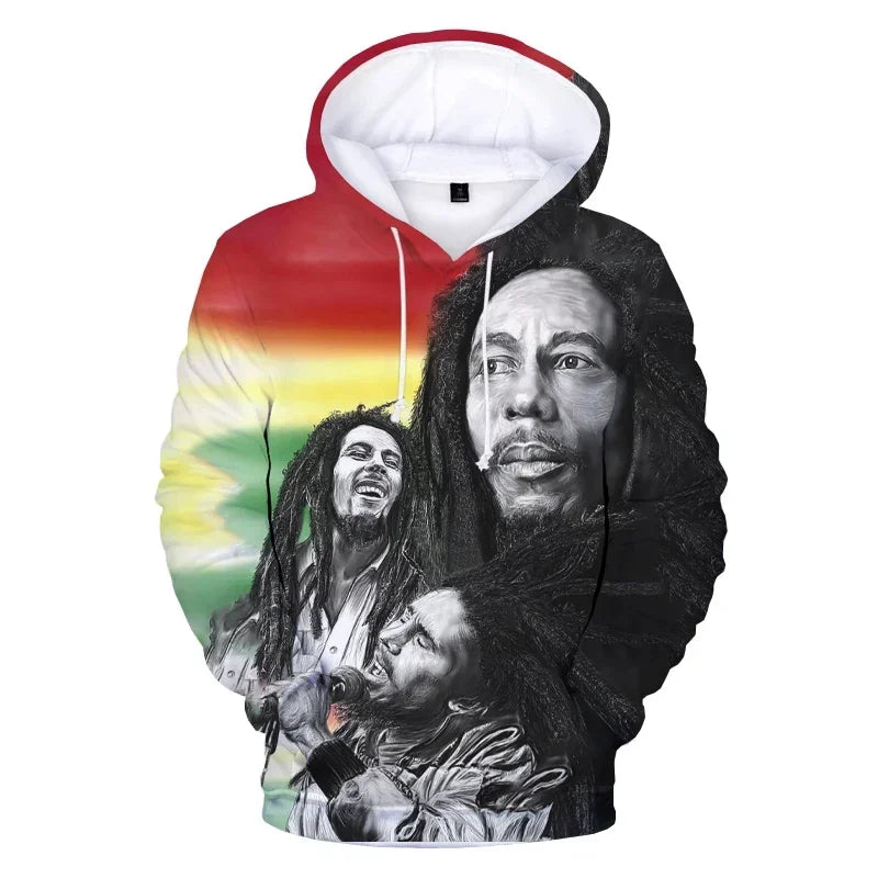 2024 Men's Pullover Bob Marley Personality Printed