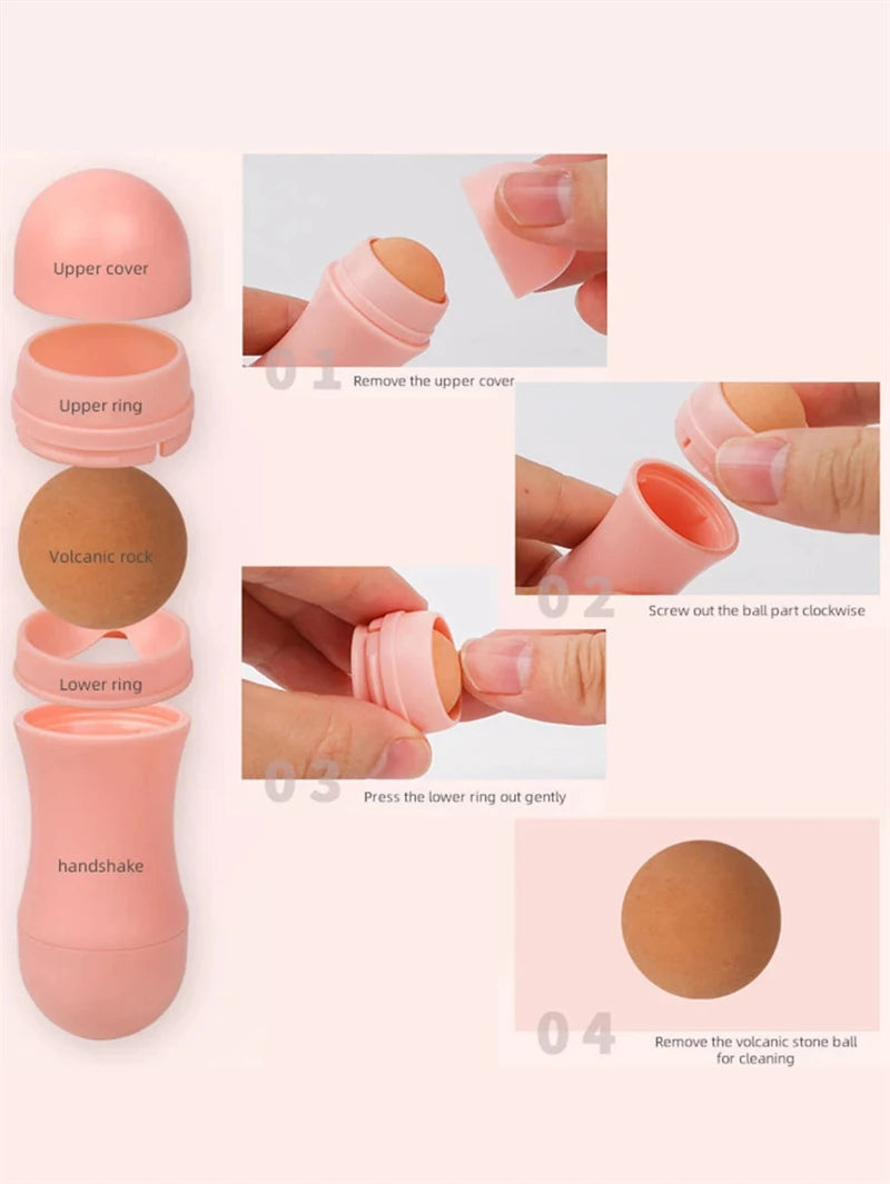 Face Oil Absorbing Roller 2 Balls Skin Care Tool Volcanic Stone