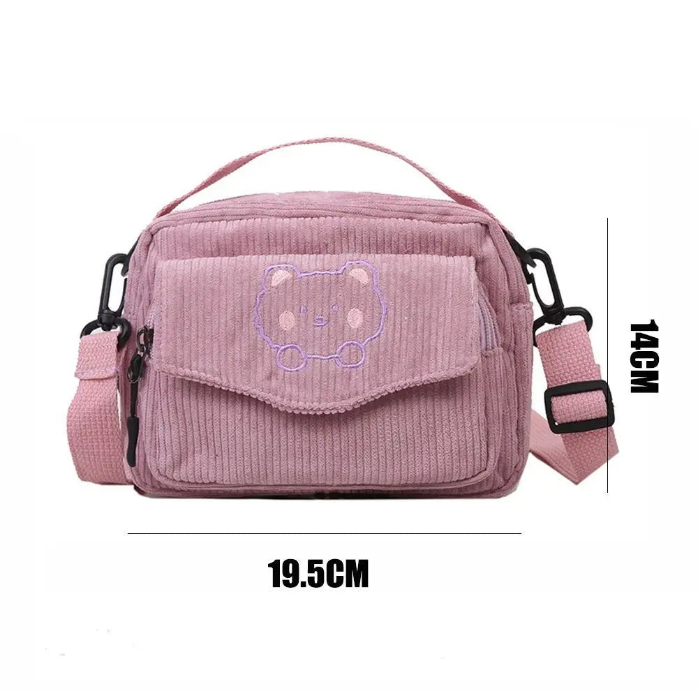 New Fashion Women Corduroy Cartoon  Satchel Travel Handbags