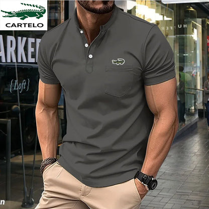 High quality men's embroidered polo shirt 2023 short sleeve T-shirt top