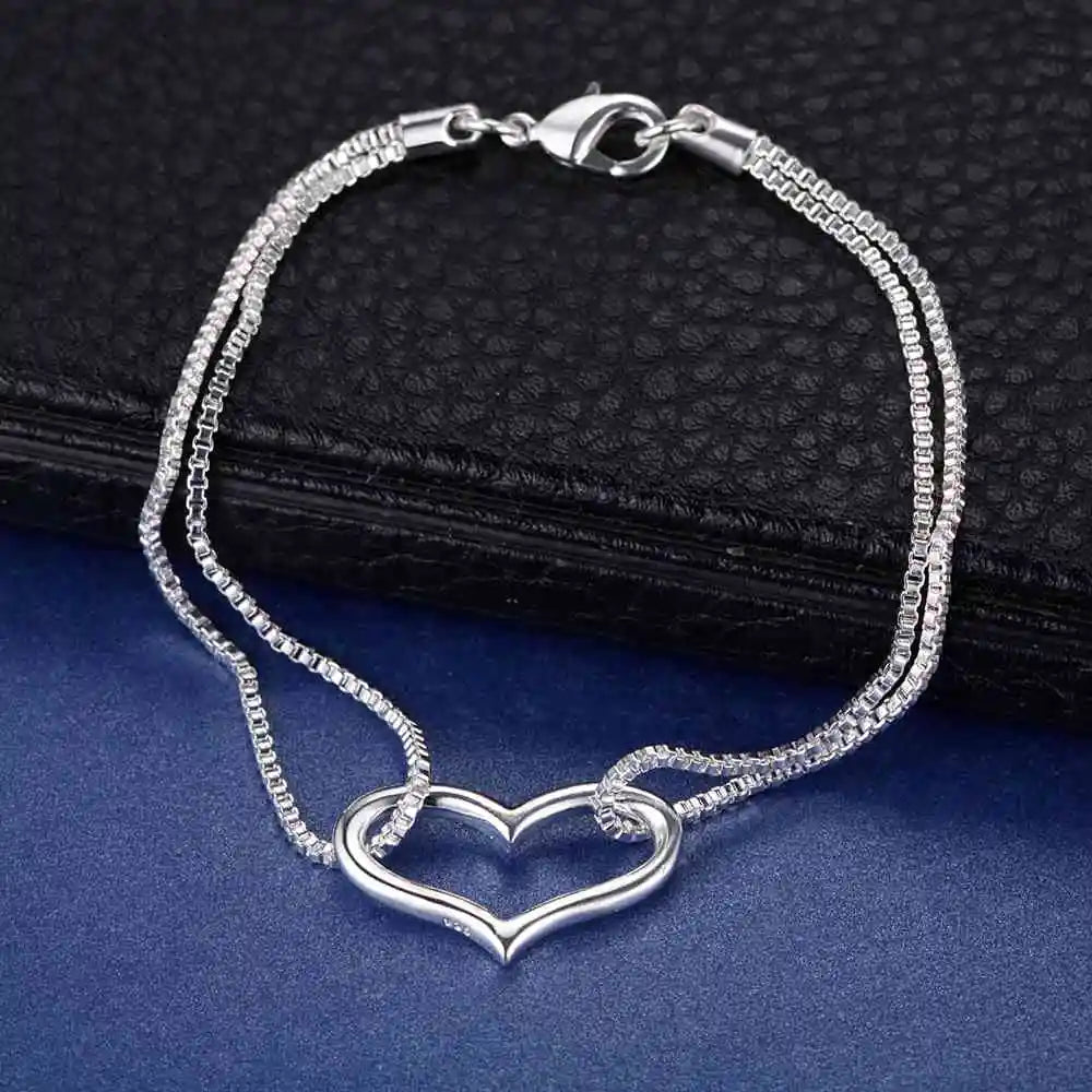 New 925 Sterling Silver Bead Heart High
