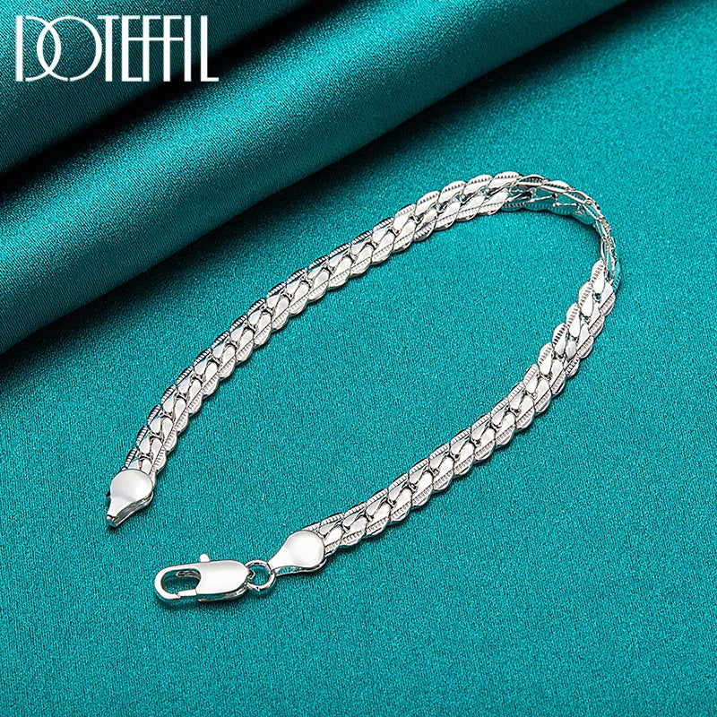 DOTEFFIL Silver Color Bracelet 6mm 18/19/20cm