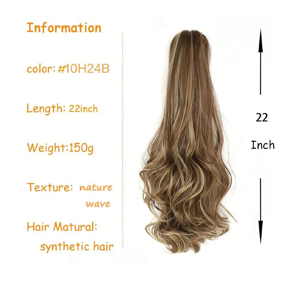 Claw Clip In Wavy Ponytail Extensions Synthetic Fiber Hair Piecil