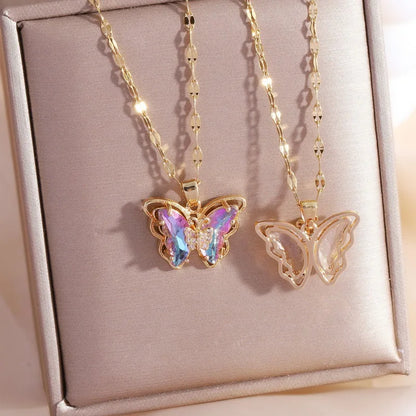 New Trendy Colorful Butterfly Pendant Necklace