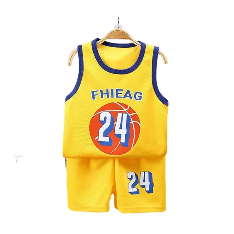 Children Sets Summer Sleeveless Basketball T-shirts Shorts