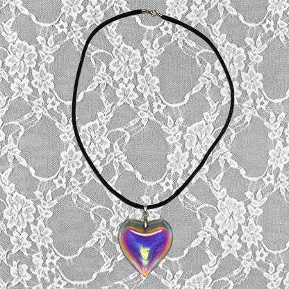 Y2k Love Heart Necklace Rope Chain Girls Rave Gift Gothic Jewelry