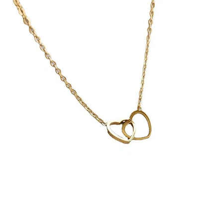 Simple Double Heart Pendant Necklar Chain Wedding