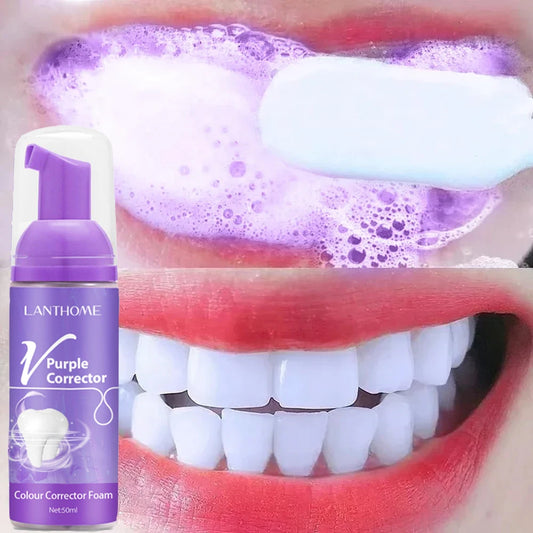 V34 Mousse Toothpaste Purple Color Corrector Foam Deep Cleaning Whitening Brightening Remove Tooth Stains Beauty Health Care Gel