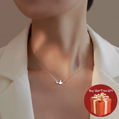 Korean Silver Color Cute White Dove Necklace for Women Fashion Simple Temperament Zircon Clavicle Chain Necklace Jewlery