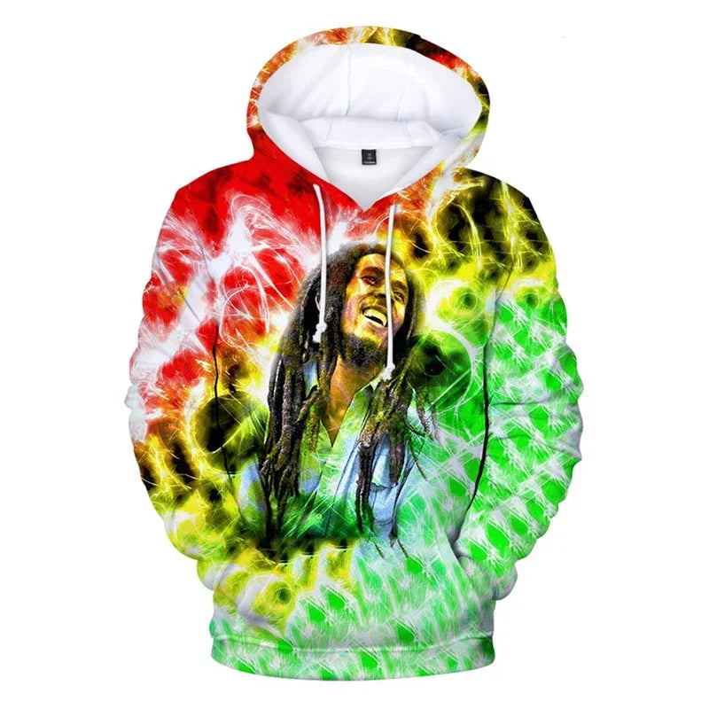 2024 Men's Pullover Bob Marley Personality Printed