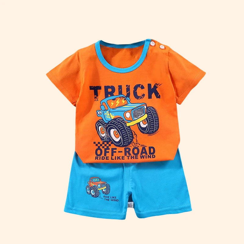 Fashion Kids Clothes Boys Girls Sets  Cloths T-shirt Shorts