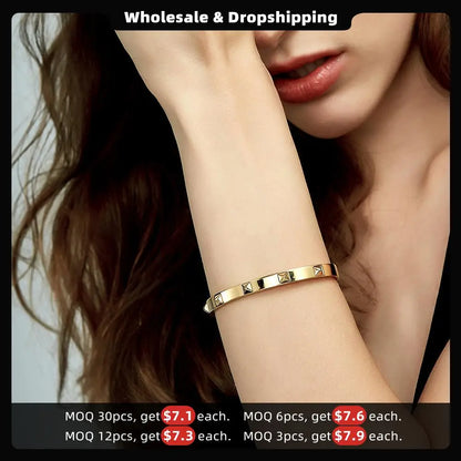Enfashion Pyramid Spikes Bracelet Manchette Gold Color Stainless Steel Bracelet For Women Cuff Bracelets Bangles Pulseiras