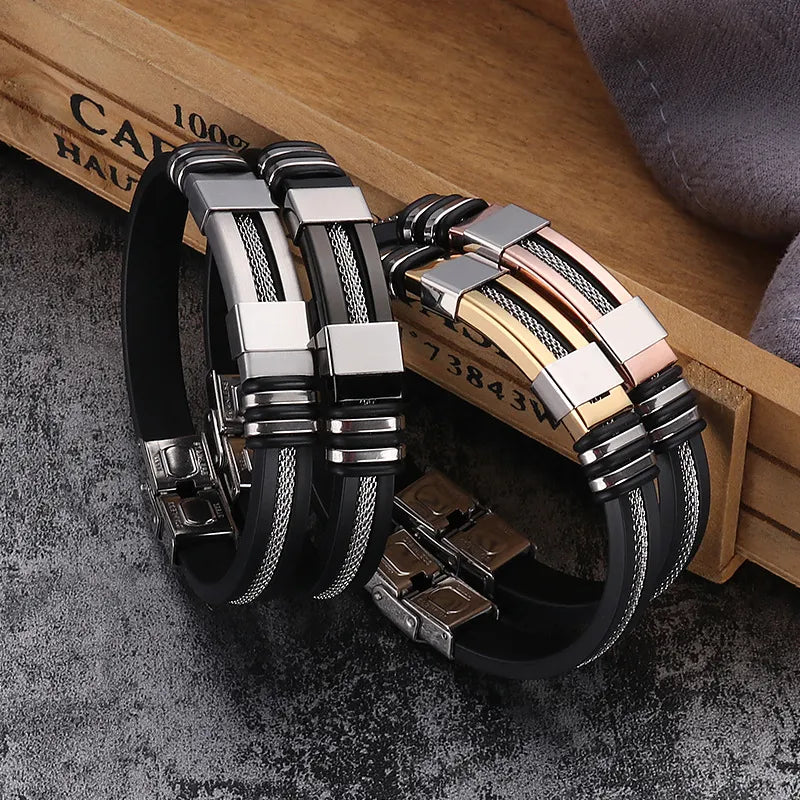 Fashion Stainless Steel Bracelets Men Wrist