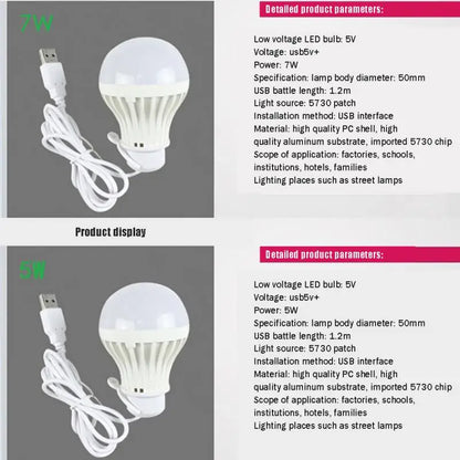 3/5/7W USB Lamp Bulb 5V Pght For Outdoor