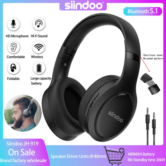 Siindoo JH-919 Wireless Bluetooth Headphones Foldable