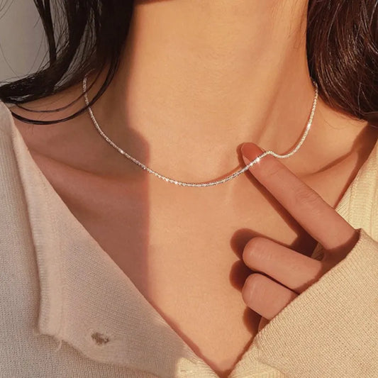 2022 Popular Silver Colour Sparkling Clavicle Chain