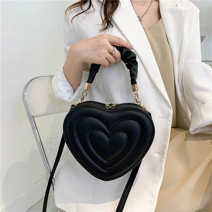 Fashion Love Heartmen Solid Pu Leather Top Handle Bag