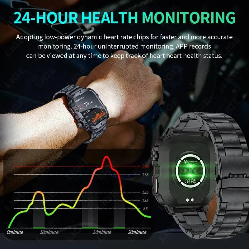 LIGE New Smart Watch 1.96 Inch Screerts Fitness