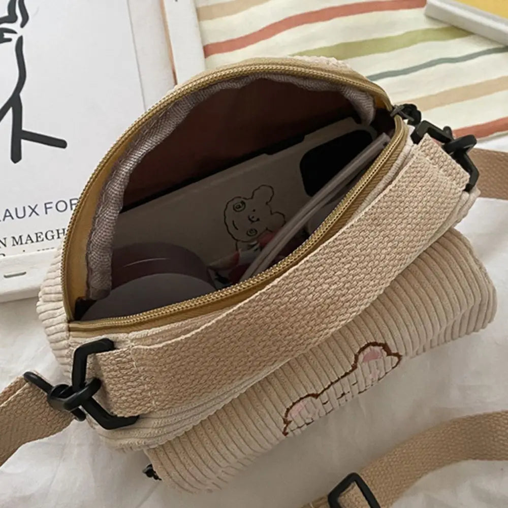 New Fashion Women Corduroy Cartoon  Satchel Travel Handbags