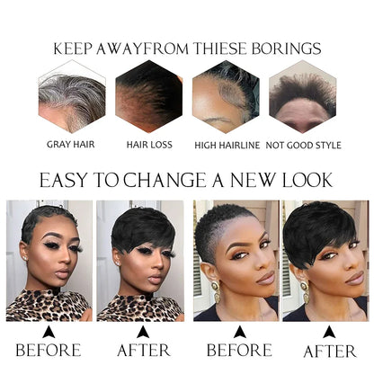 Short Human Hair Wigs Pixie Cut