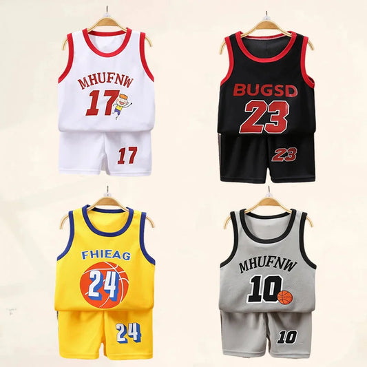 Children Sets Summer Sleeveless Basketball T-shirts Shorts