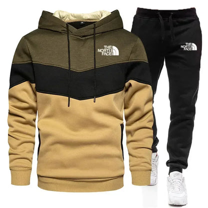 Men's sportswear striped hoodie + sweatpants 2-pily casual