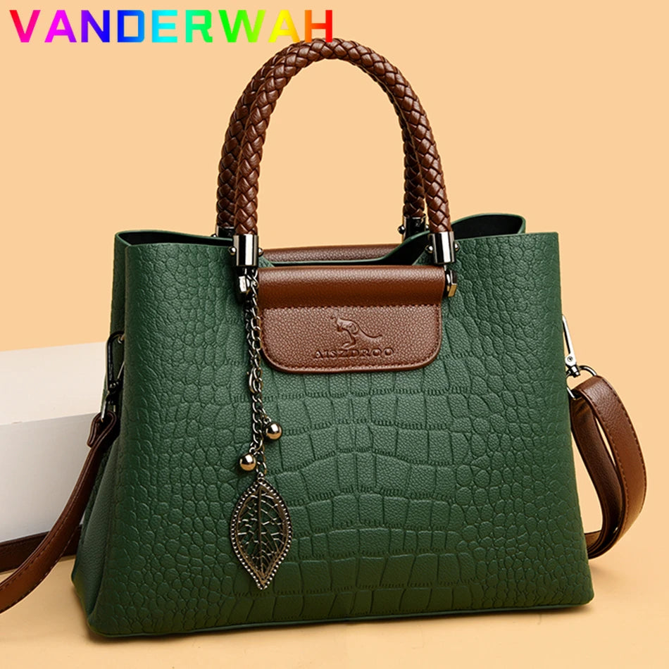 Brand Leather 3 Layers Alligator  Handbags