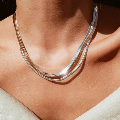 3-5mm Women Herringbone Necklace, Stainless