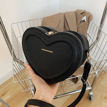 Hot Sale Heart Shape Crossbody Bags For Women Solid Pu Handbags