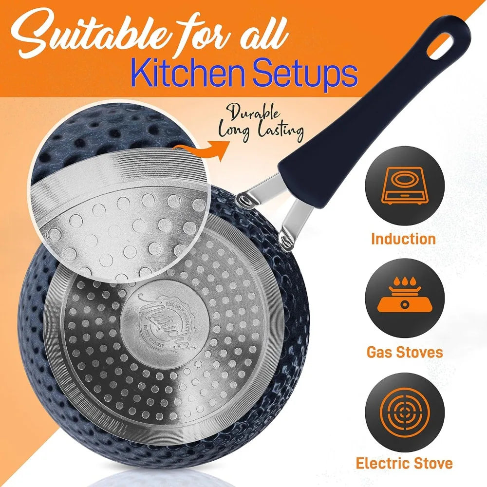 Nutrichef 11 Piece Nonstick Ceramic Cookware Excilon Home Kitchen Ware Pots & Pan Set with Saucepan Frying Pans, Cooking Pots