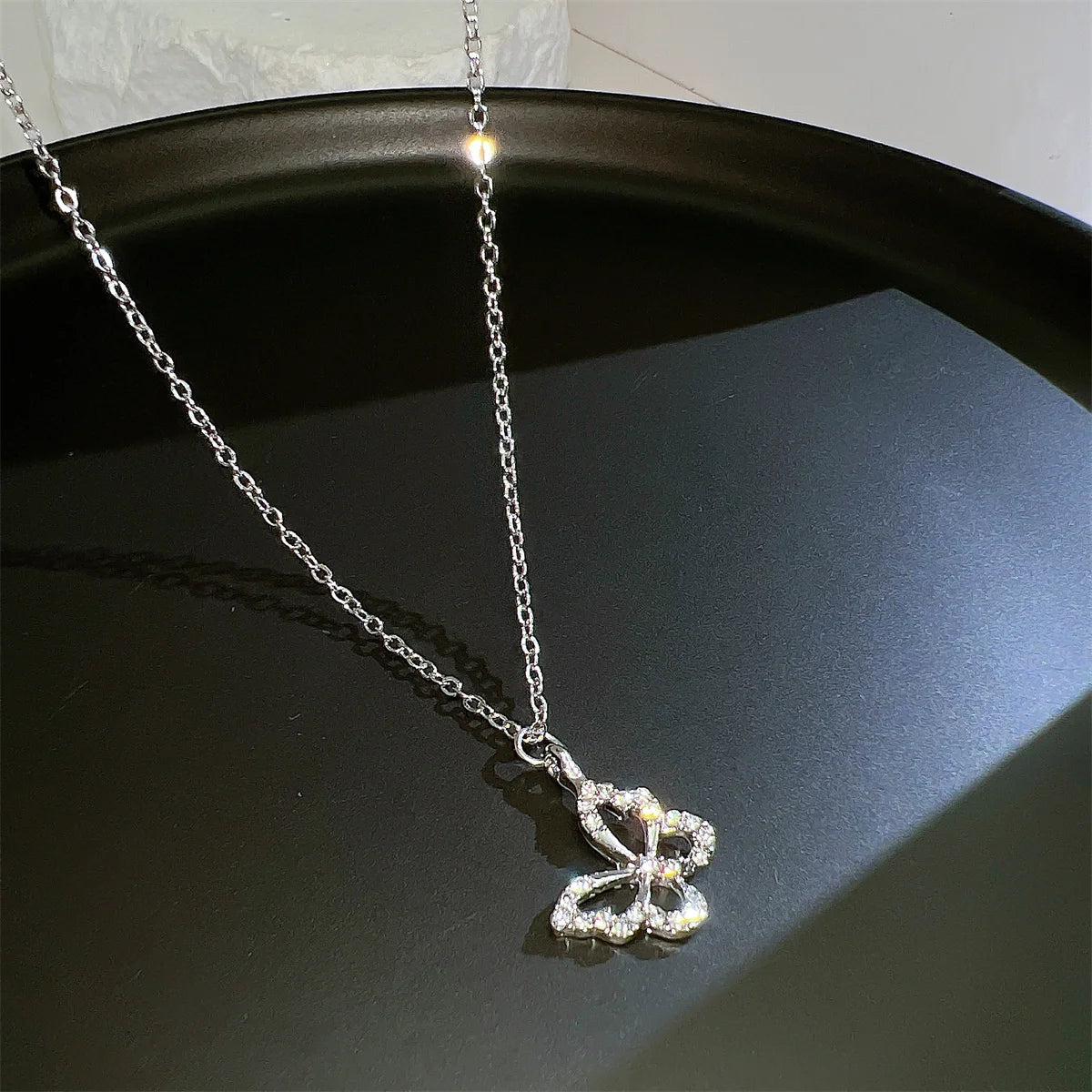 17KM Fashion Butterfly Heart Zircon Necklace for Women