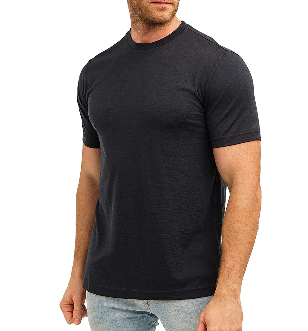 100% Merino Wool T-Shirt Men Short Sleeve Merino Shirts