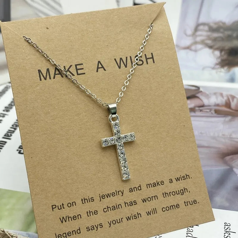 New Trendy Alloy Crystal Cross  Chain