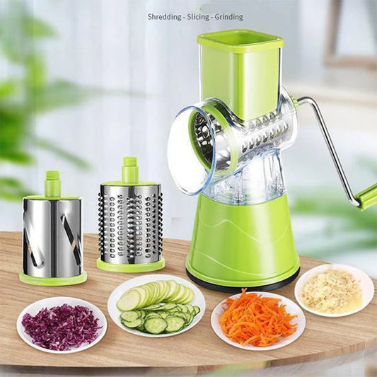 3-in-1 Manual Rotation Vegetable Fruit Slicer Round Cutter Potaeto