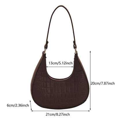Retro Leisure Women's Handbag Pure Felt Fashion Underarm Bag Senior Design Women Shoulder Bag Designer Solid Color Dumplings Bag