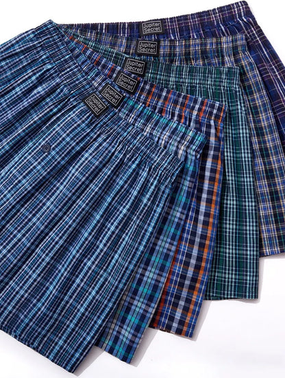 JupiterSecret 6 Pcs Men's Woven Boxer Shorts, Elastic Waistband Random Color