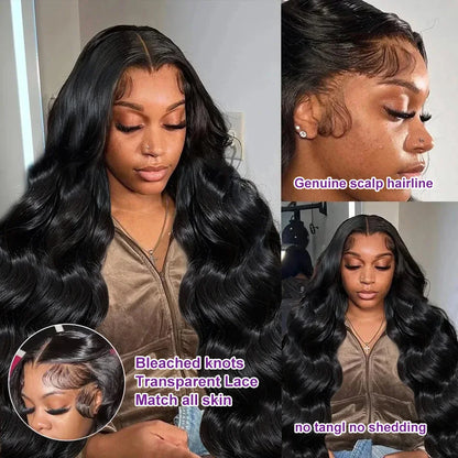 250 Density 13x6 HD Transparent Body Wave Lace Frontal Human