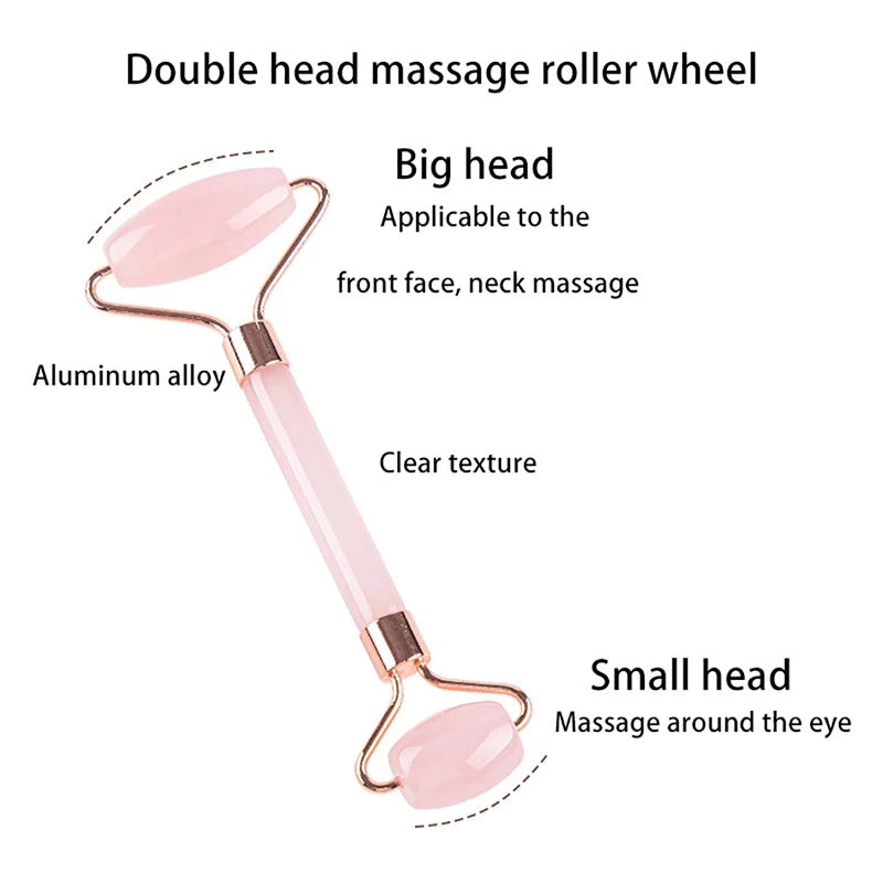 Rose Quartz Powder Crystal Jade Roller Massage Spa Pink Face Massagers gua sha Natural Stone guasha Beauty Tool Facial Lift Up
