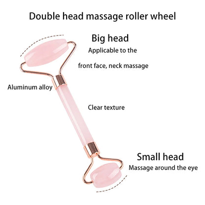 Rose Quartz Powder Crystal Jade Roller Massage Spa Pink Face Massagers gua sha Natural Stone guasha Beauty Tool Facial Lift Up