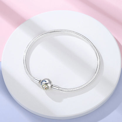 Volayer 925 Sterling Silver Bracelets Pavé Heart Shell Feathers Dreamcatcher Crown Clasp Snake Chain Bracelets Love Wing Bangles